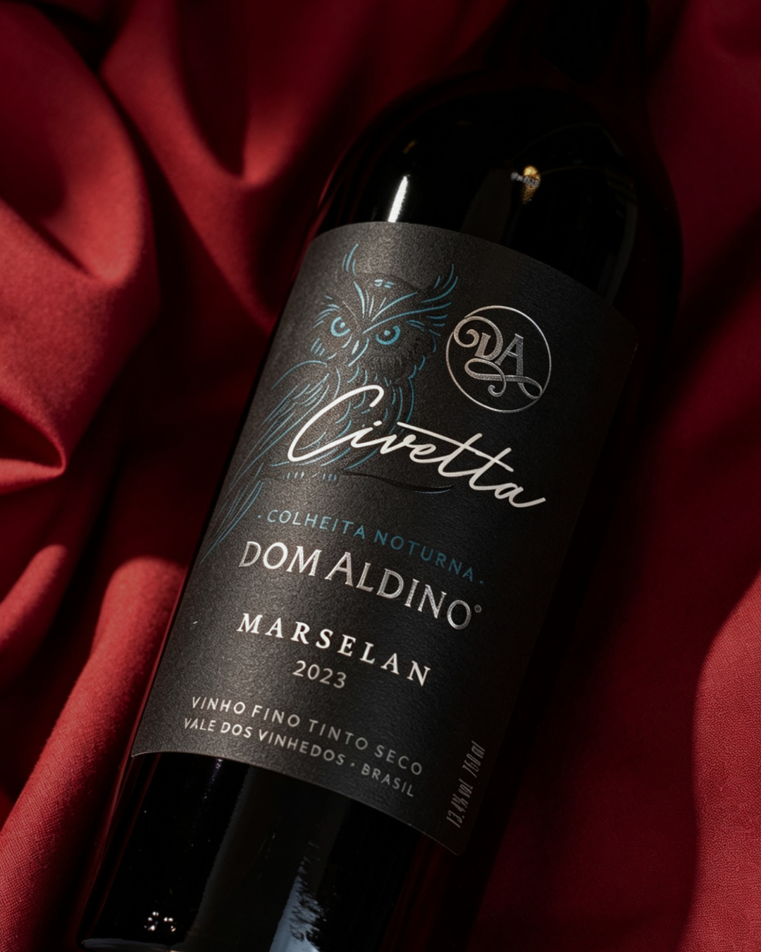 Garrafa Civetta Marselan, rótulo ícone da Dom Aldino